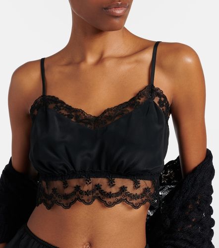 Crop top de crepé de china con encaje - Simone Rocha - Modalova