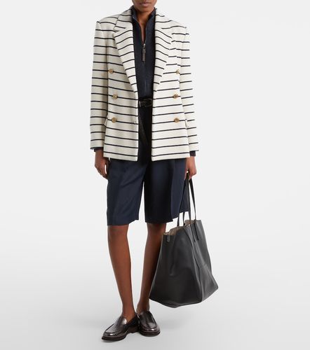 Blazer de punto de algodón a rayas - Brunello Cucinelli - Modalova
