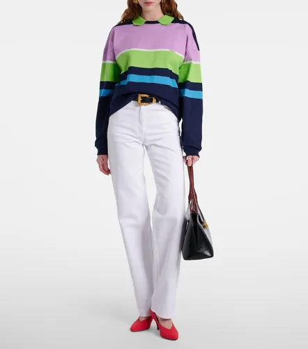 Striped cotton jersey polo sweater - Versace - Modalova