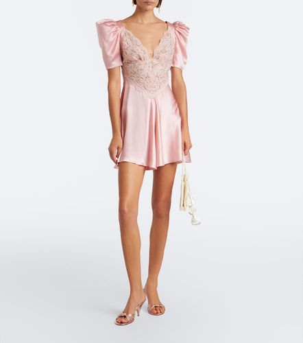 Vestido corto de satén de seda con encaje - Rodarte - Modalova
