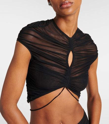 Mugler Cutout mesh crop top - Mugler - Modalova