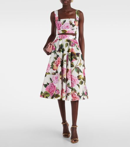 Crop top de popelín de algodón floral - Dolce&Gabbana - Modalova