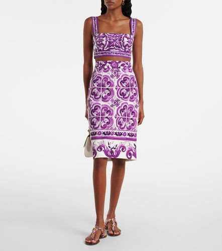 Gonna midi in misto cotone con stampa - Dolce&Gabbana - Modalova