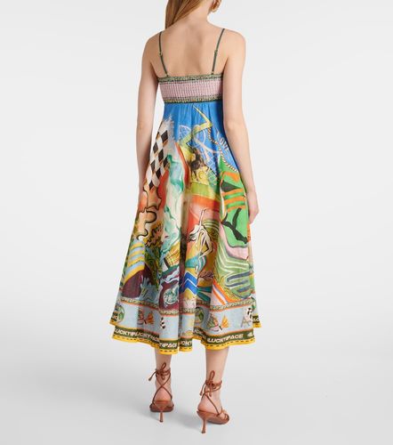 Alémais Vestido midi Lucky Pace de lino estampado - Alemais - Modalova