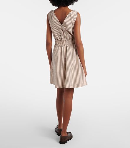 Vestido corto en mezcla de algodón a rayas - Brunello Cucinelli - Modalova