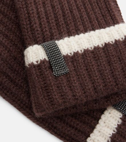 Manopole in cashmere a coste con Monili - Brunello Cucinelli - Modalova