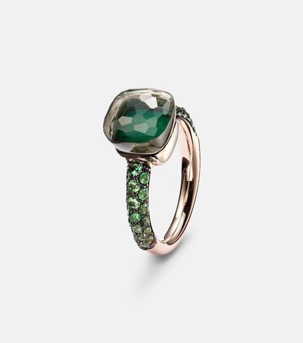 Anello Nudo in oro rosa e bianco 18kt con malachite, prasiolite e tsavorite - Pomellato - Modalova