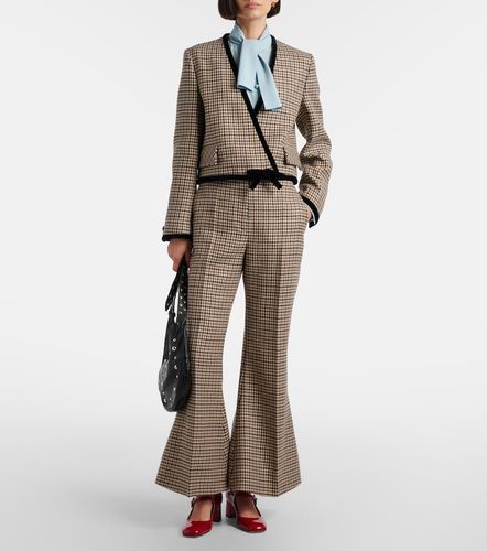 Houndstooth cropped virgin wool flared pants - Valentino - Modalova