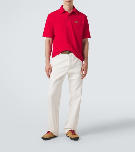 Polo in piqué di cotone con pelle - Moncler - Modalova
