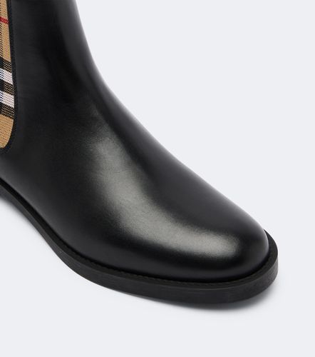 Check leather Chelsea boots - Burberry - Modalova