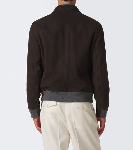 Cashmere-trimmed leather blouson jacket - Brunello Cucinelli - Modalova