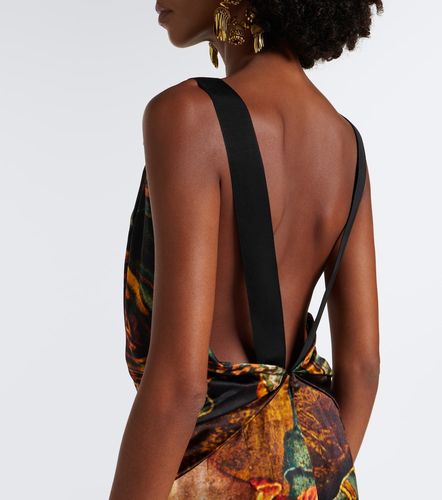 Printed draped silk satin gown - Dries Van Noten - Modalova