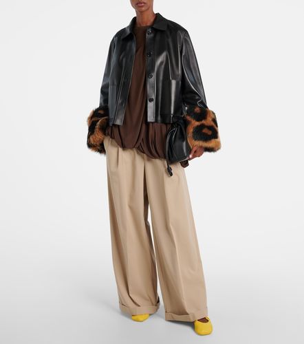 Shearling-trimmed leather jacket - Loewe - Modalova