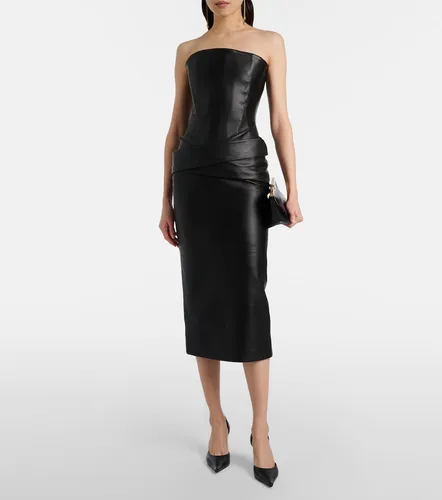 Strapless leather midi dress - Alex Perry - Modalova