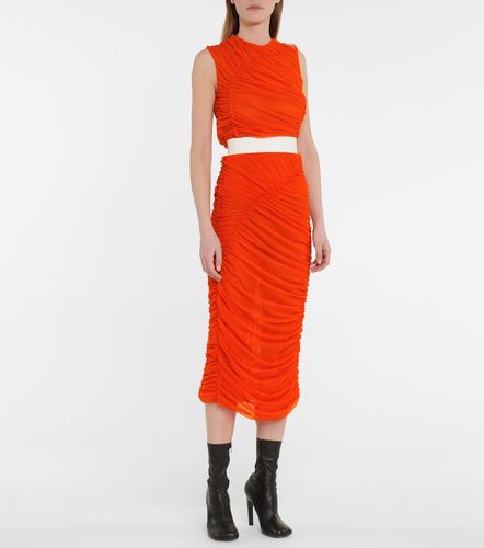 Falda midi de malla drapeada - Dries Van Noten - Modalova