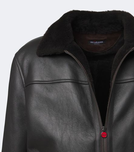 Giacca bomber in pelle con shearling - Kiton - Modalova