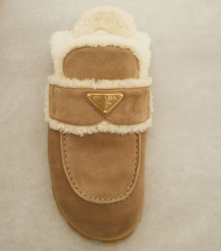Prada Shearling-lined suede mules - Prada - Modalova
