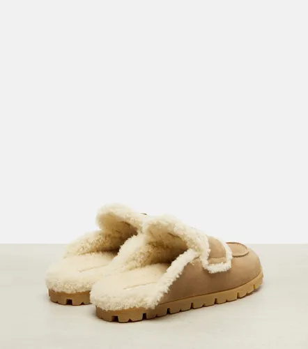 Prada Shearling-lined suede mules - Prada - Modalova