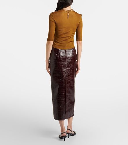 Elyse croc-effect leather pencil skirt - Nour Hammour - Modalova