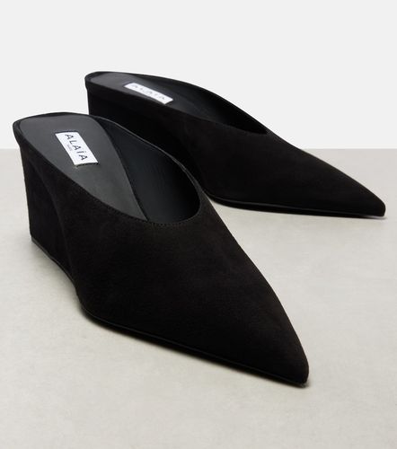 Alaïa Mules Cube 75 in suede con zeppa - Alaia - Modalova