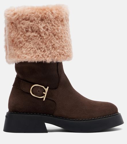 Zaki shearling-lined suede knee-high boots - Ferragamo - Modalova