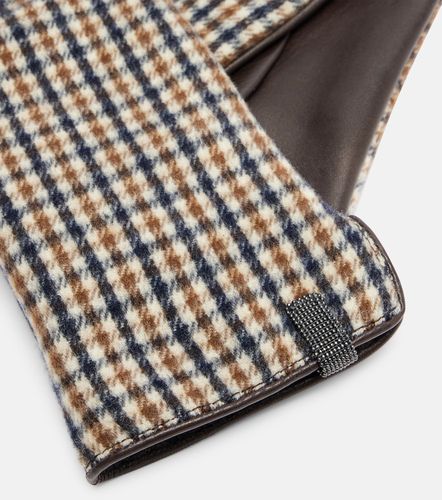 Monili checked virgin wool and leather gloves - Brunello Cucinelli - Modalova