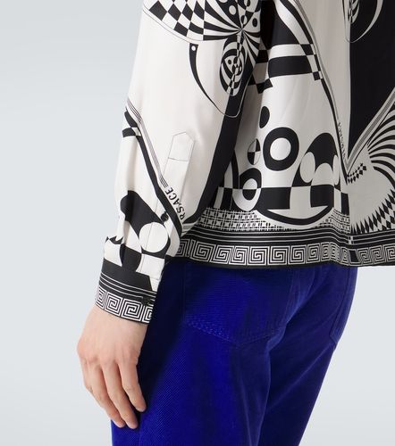 Camicia in twill di seta con stampa - Versace - Modalova