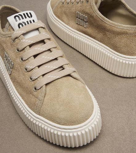 Plateau-Sneakers aus Veloursleder - Miu Miu - Modalova