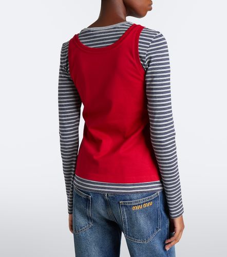 Camiseta de jersey de algodón a capas - Miu Miu - Modalova