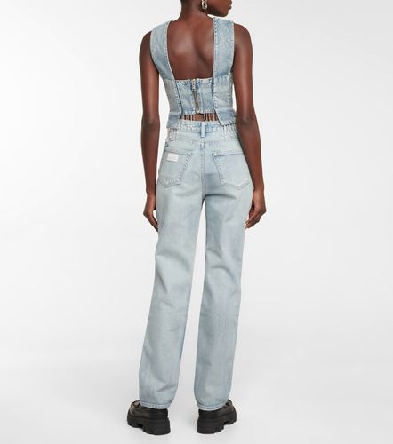 Top cropped di jeans con perline - Ganni - Modalova