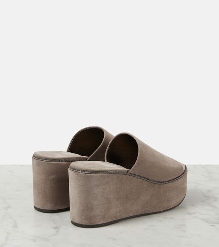 Suede platform slides - Brunello Cucinelli - Modalova