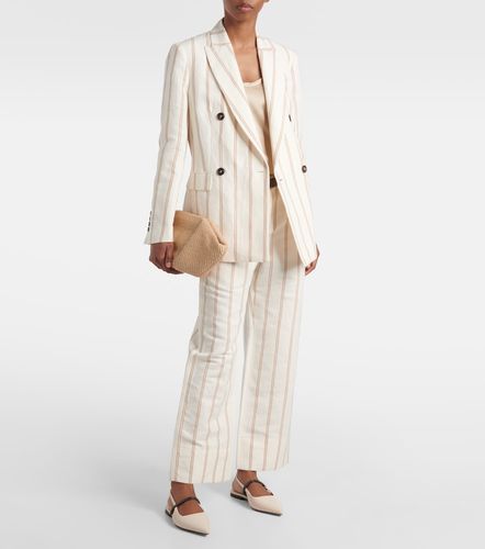 Blazer gessato in lino e cotone - Brunello Cucinelli - Modalova