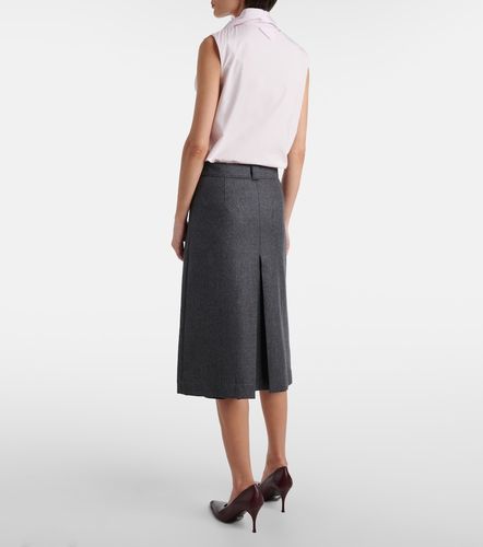 Pleated virgin wool flannel midi skirt - Prada - Modalova