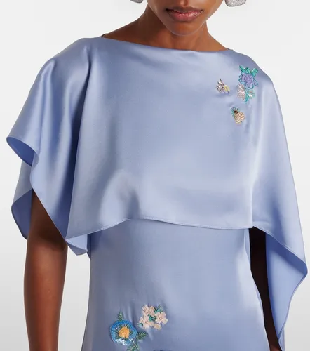 Embellished caped satin cady gown - Erdem - Modalova