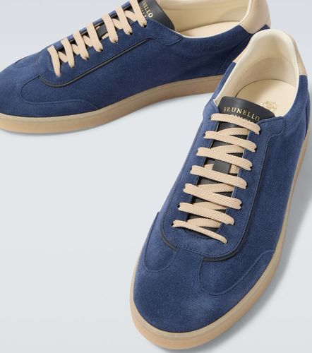Leather-trimmed suede sneakers - Brunello Cucinelli - Modalova