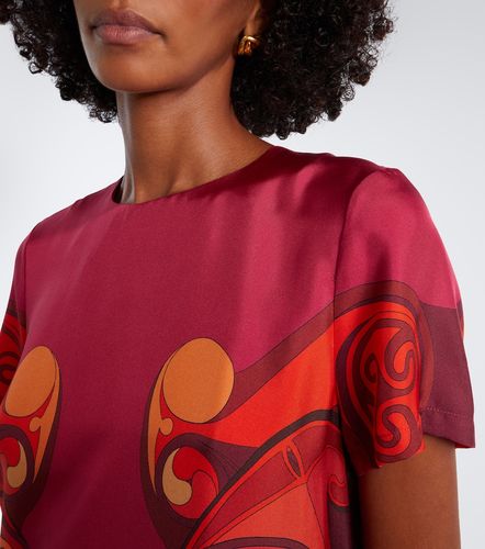 Abito lungo Swing in twill di seta con stampa - La DoubleJ - Modalova