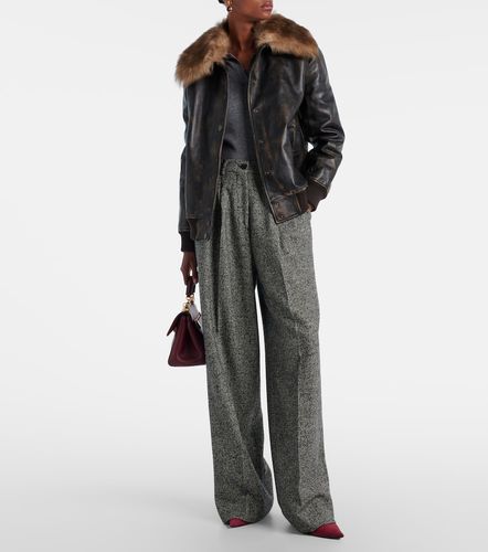 Pleated wool-blend wide-leg pants - Dolce&Gabbana - Modalova