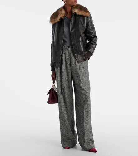 Pleated wool-blend wide-leg pants - Dolce&Gabbana - Modalova