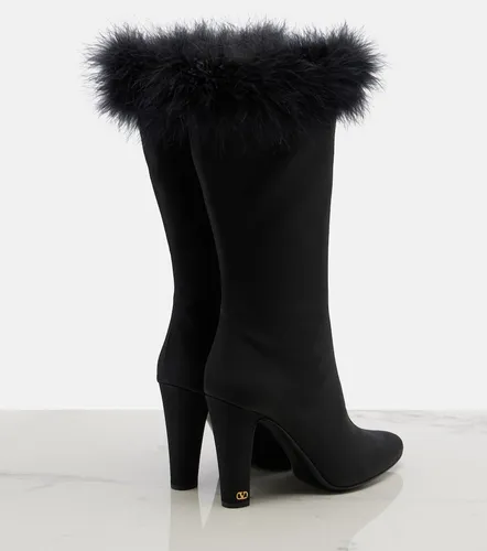 Botas altas Hotty de satén con plumas - Valentino Garavani - Modalova