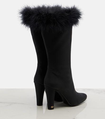 Stiefel Hotty aus Satin mit Federn - Valentino Garavani - Modalova