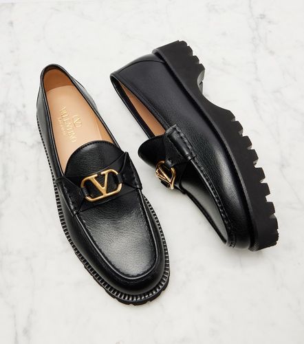 Mocasines con plataforma de piel con VLogo - Valentino Garavani - Modalova