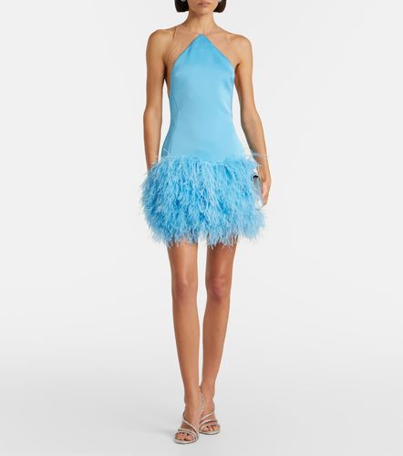 Feather-trimmed satin minidress - David Koma - Modalova