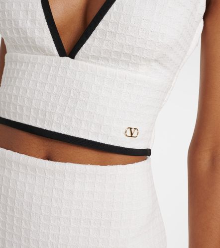 Crop top de sarga de algodón con VLogo - Valentino - Modalova