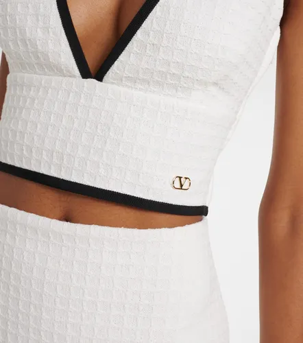 Cotton tweed crop top - Valentino Garavani - Modalova