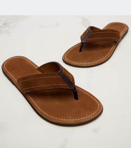 Beach leather-trimmed suede thong sandals - The Row - Modalova