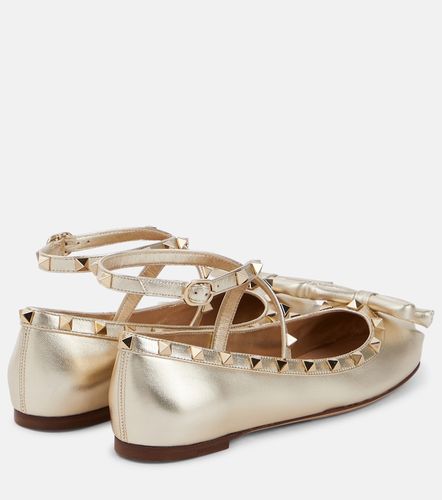 Bailarinas Rockstud de piel metalizada - Valentino Garavani - Modalova