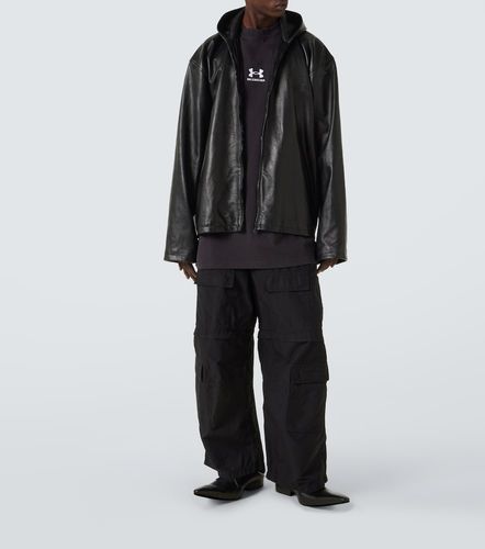 Giacca blouson in pelle con cappuccio - Balenciaga - Modalova