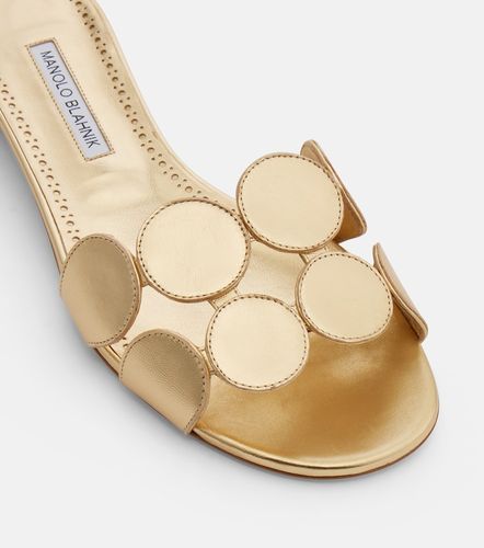 Haribalmuflat metallic leather slides - Manolo Blahnik - Modalova