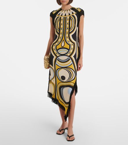 Vestido midi de seda estampado con flecos - La DoubleJ - Modalova