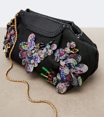 Embellished leather-trimmed clutch - Dries Van Noten - Modalova